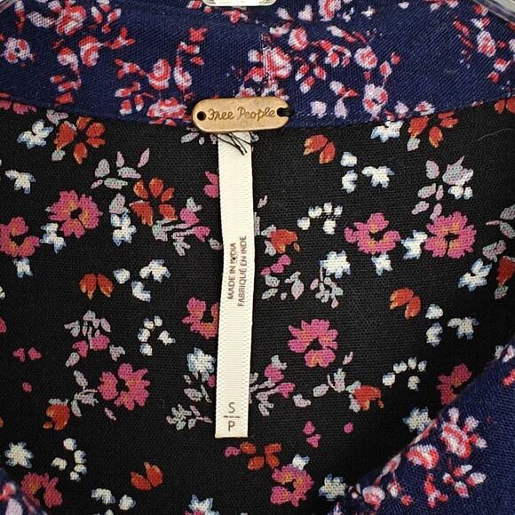 Free People Floral Swing Tunic Mini Dress Size Small Pleated Tiered Ruffle Boho - Picture 11 of 13